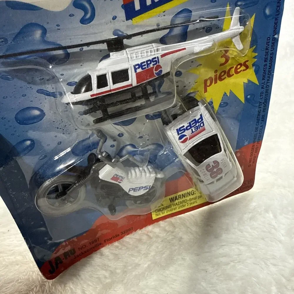 Vtg 90s Ja-Ru Pepsi Car Helicopter Motorcycle Die Cast Triple Pack NOS Lot